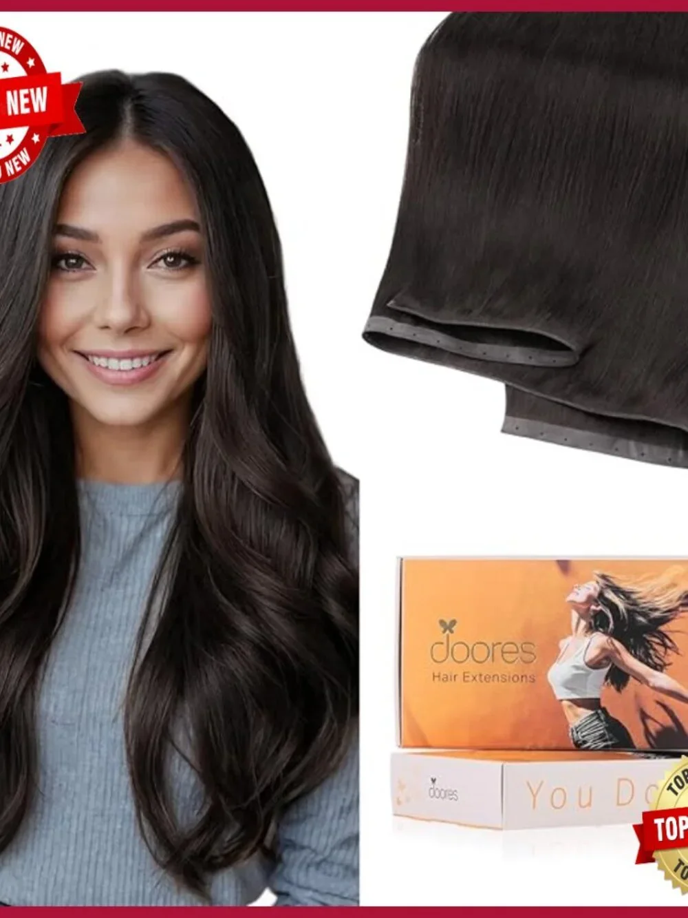 20 Inch Human Hair Extensions, Seamless Weft, Micro Beads, 100g
